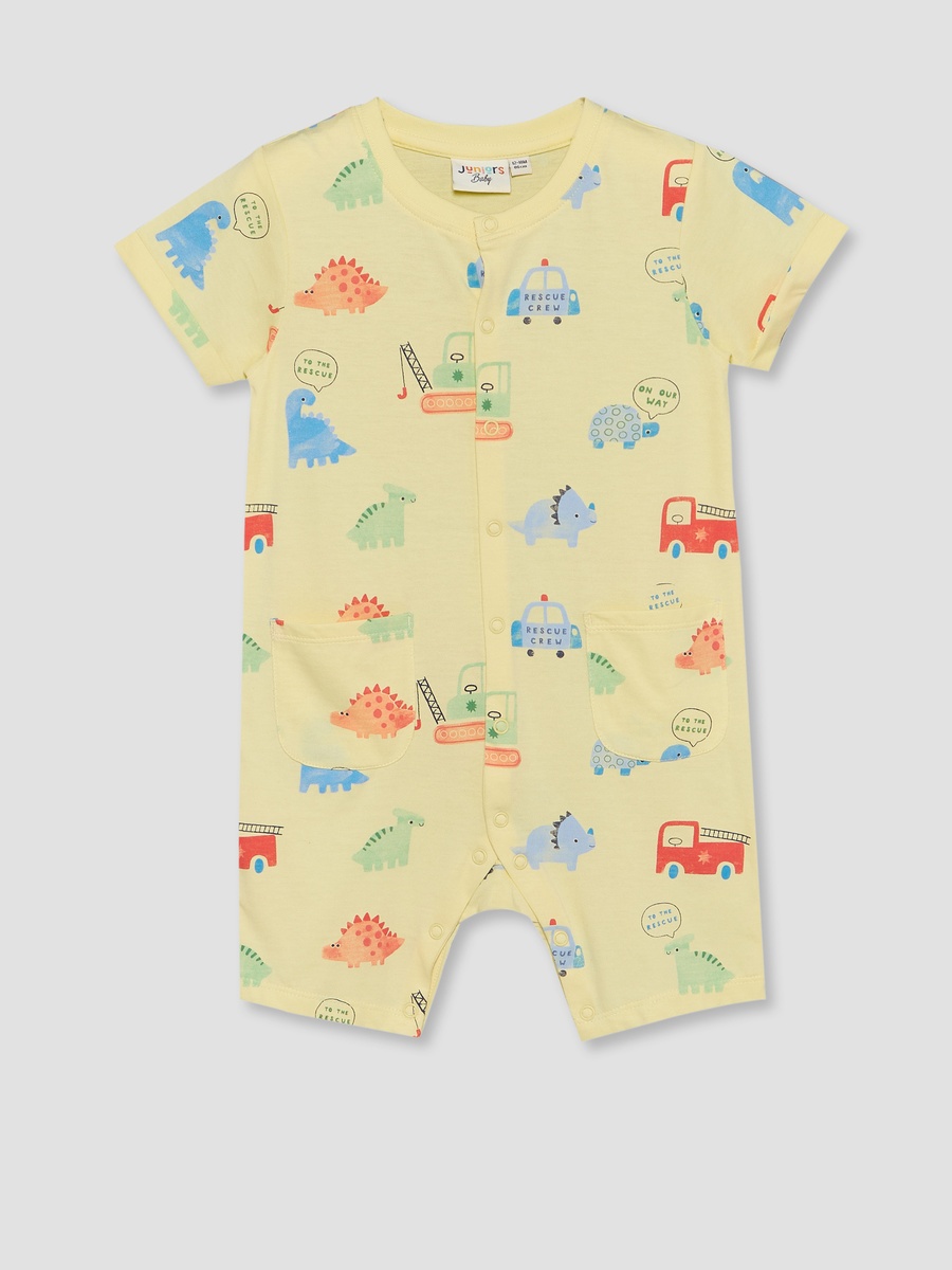 Pack of 2 Round Neck Short Sleeves Romper with Fun Print