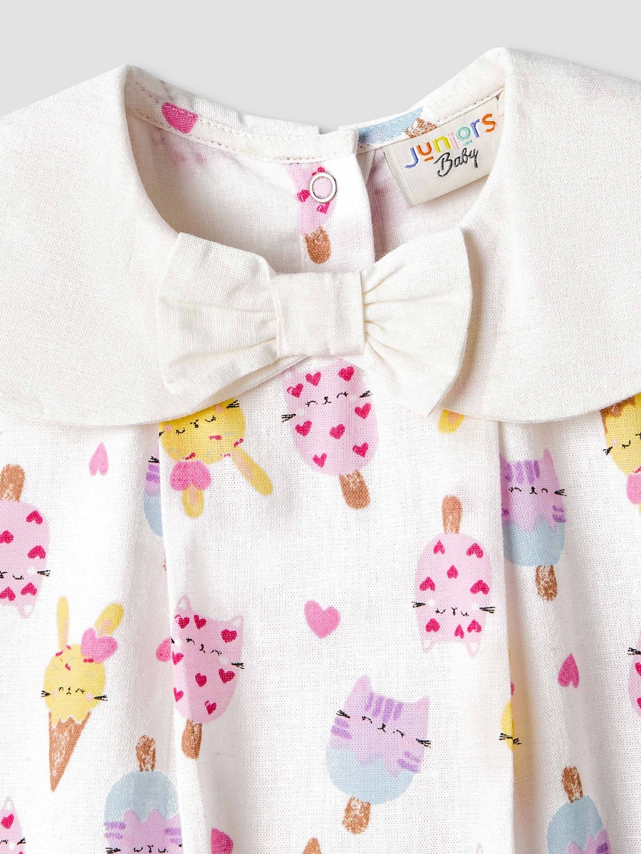 Peter Pan Collar Sleeveless Romper with Button Closure
