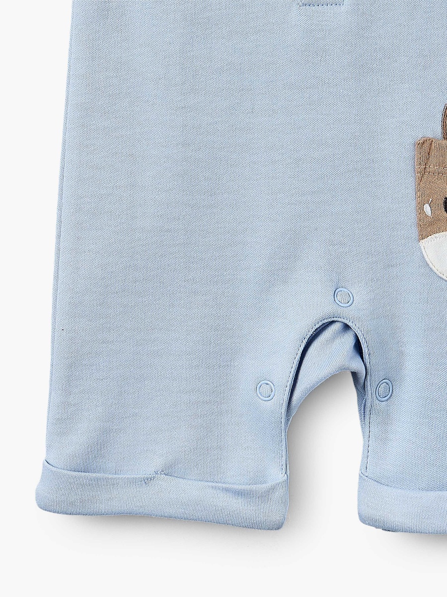 Crew Neck Sleeveless Romper with Giraffe Applique
