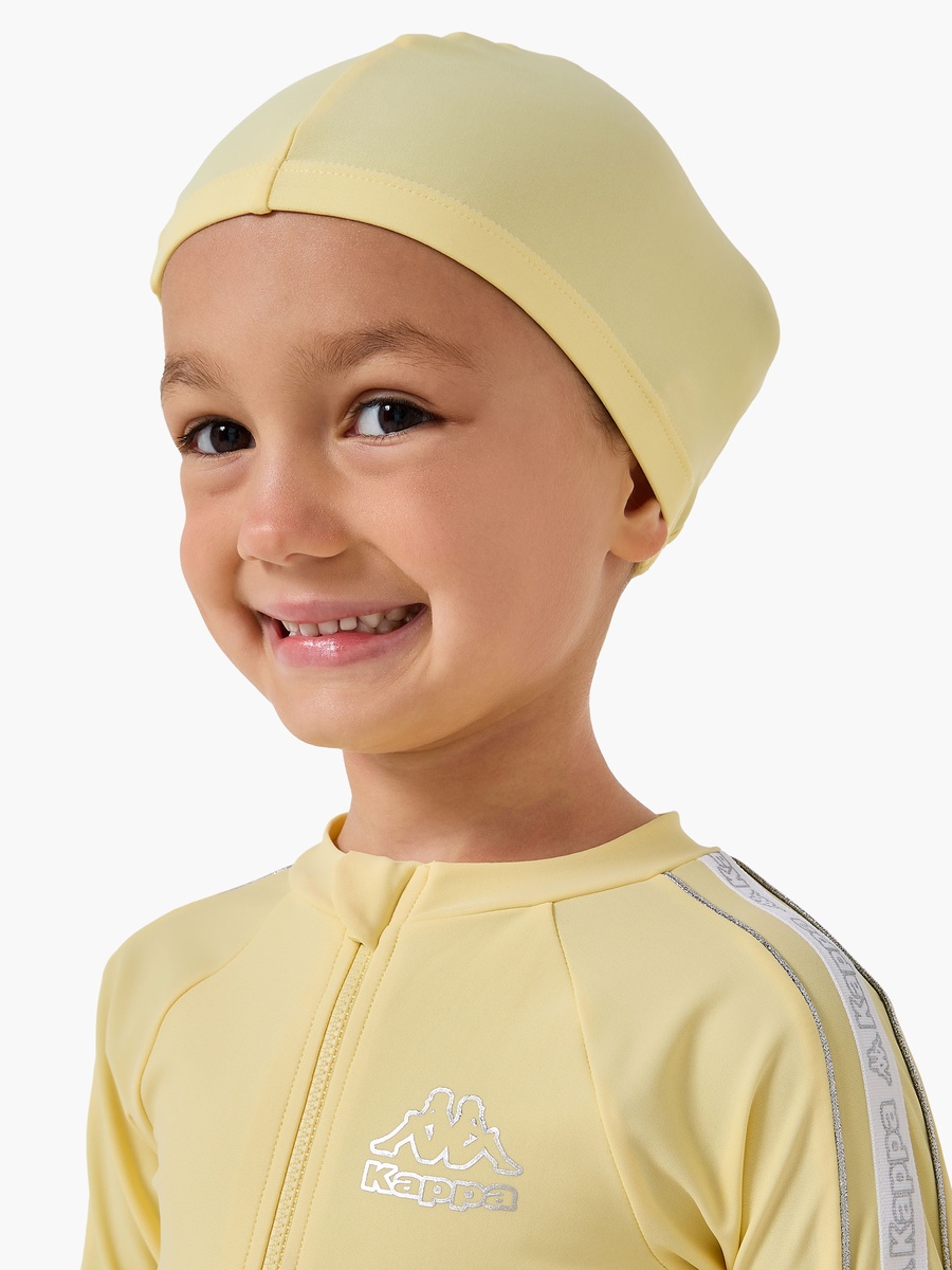 Round Neck Long Sleeves Swimsuit with Cap