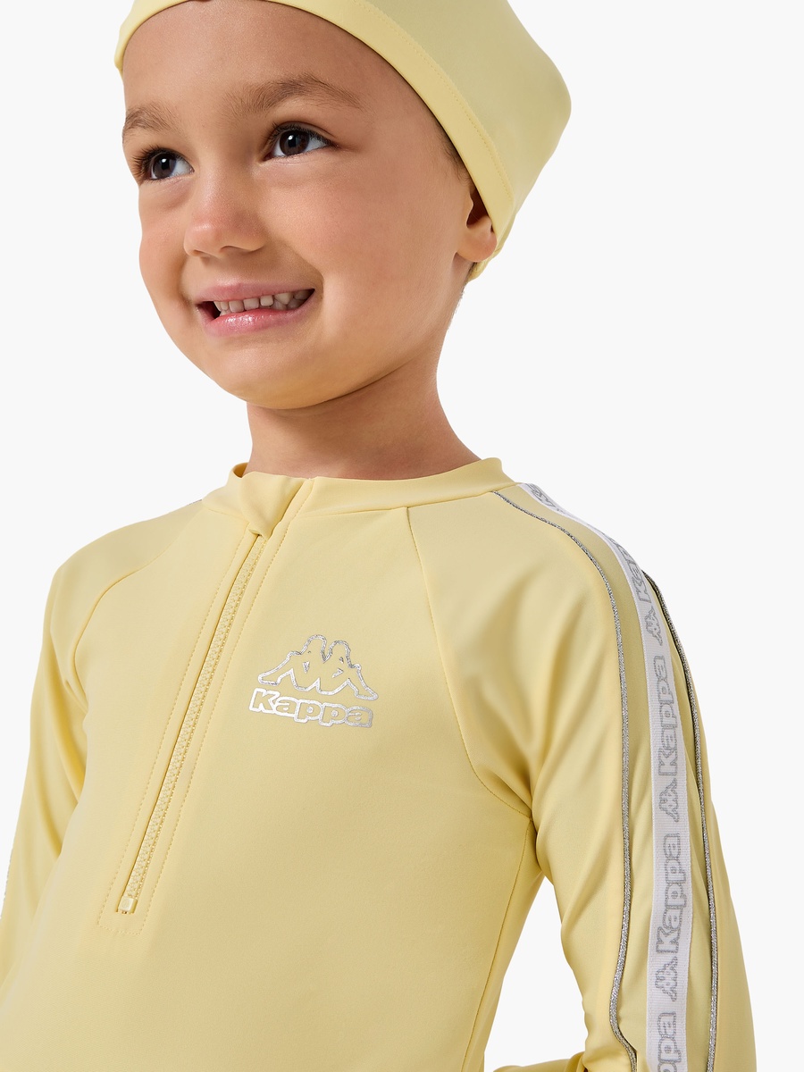 Round Neck Long Sleeves Swimsuit with Cap