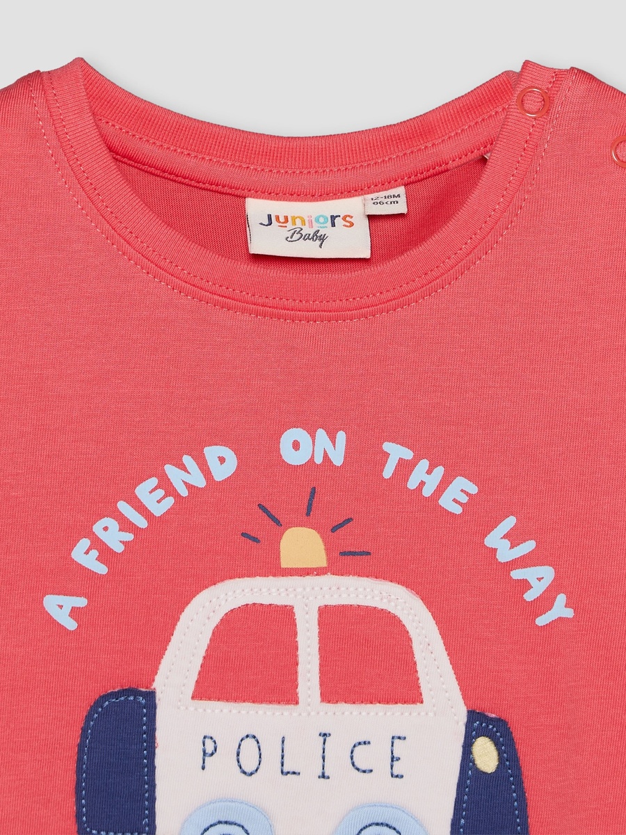 Pack of 3 Crew Neck Short Sleeves T-Shirt with Applique Detail