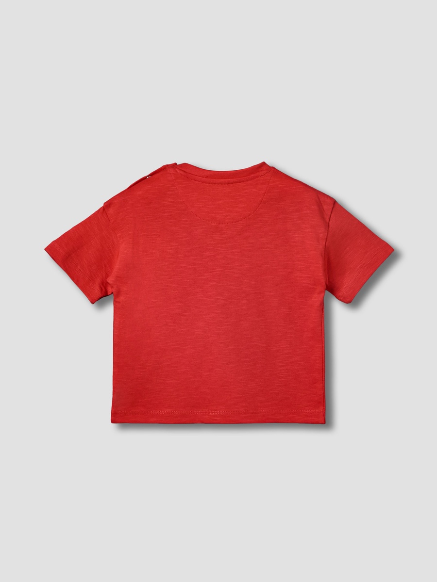Crew Neck Short Sleeves T-Shirt with Logo Applique