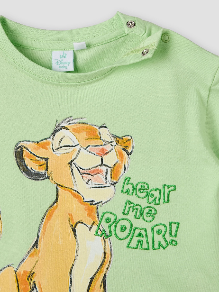 Crew Neck Short Sleeve T-Shirt with Simba Print