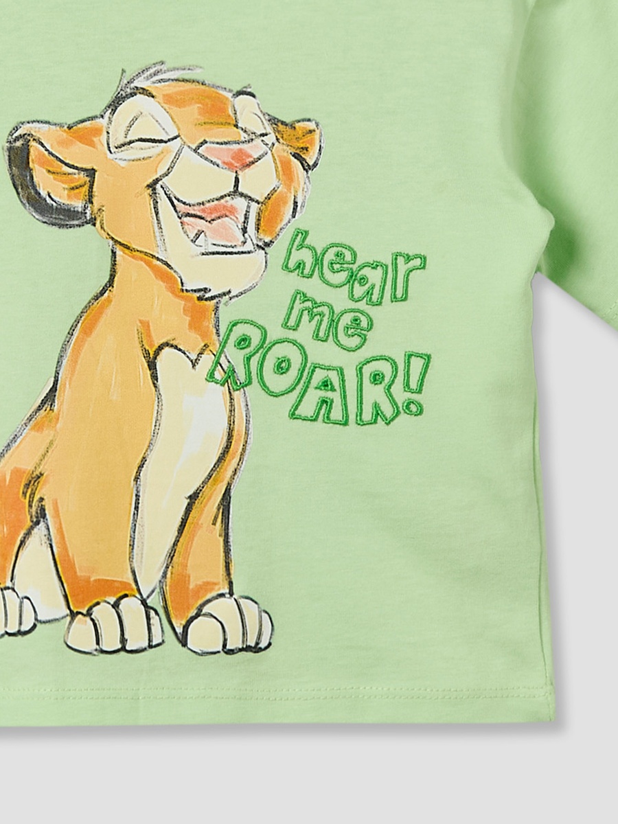 Crew Neck Short Sleeve T-Shirt with Simba Print