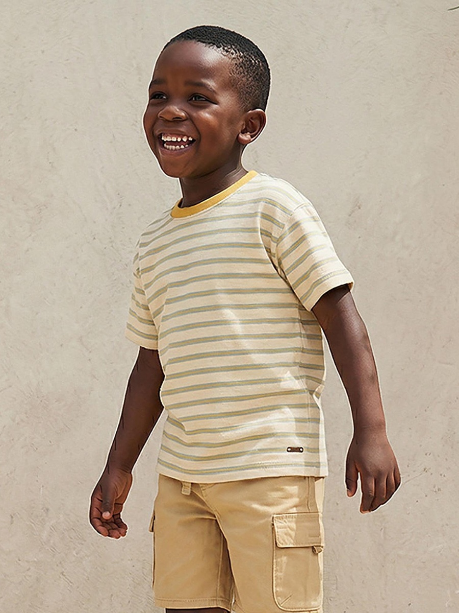 Crew Neck Short Sleeves T-Shirt with Stripes