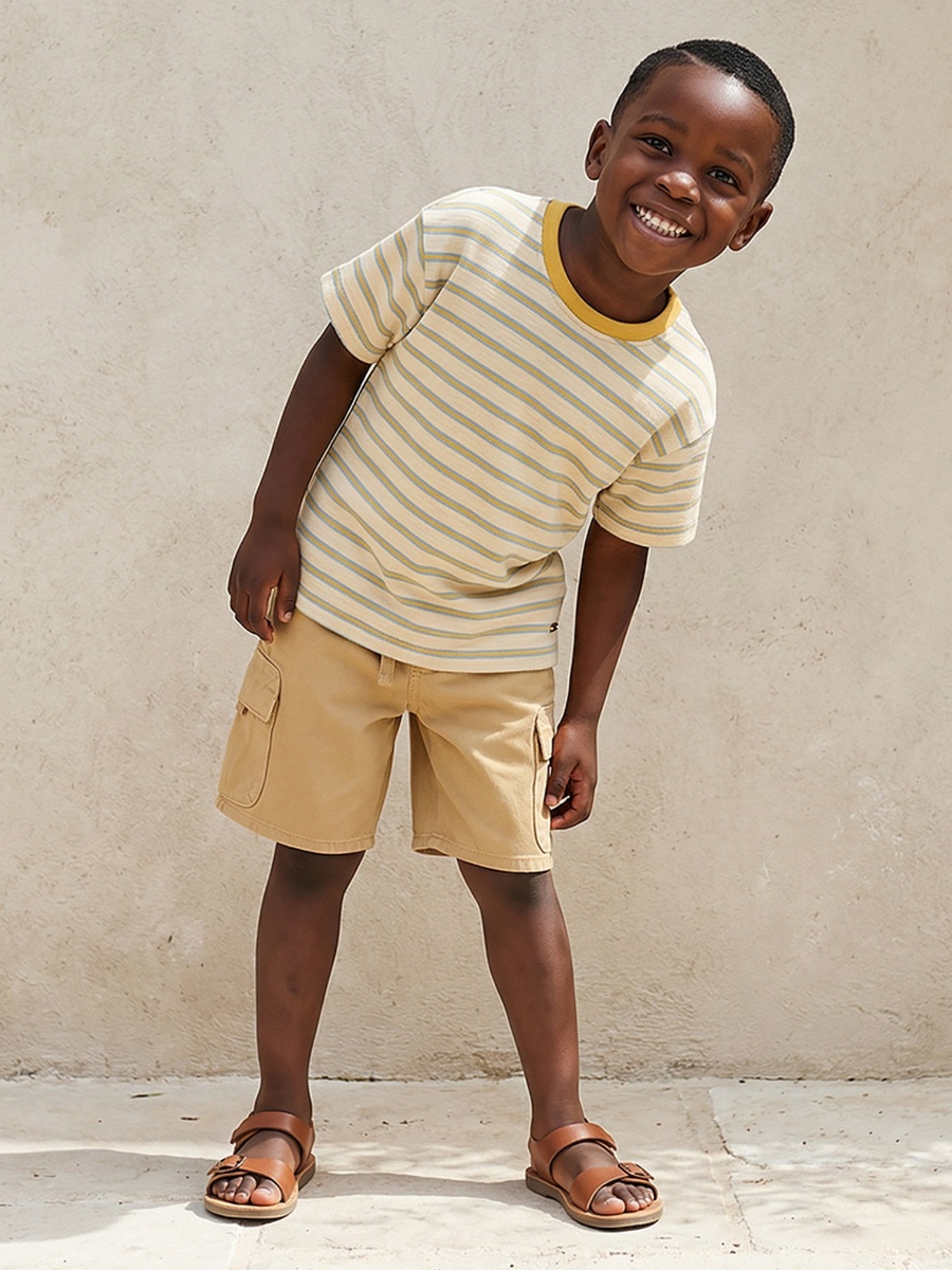 Crew Neck Short Sleeves T-Shirt with Stripes