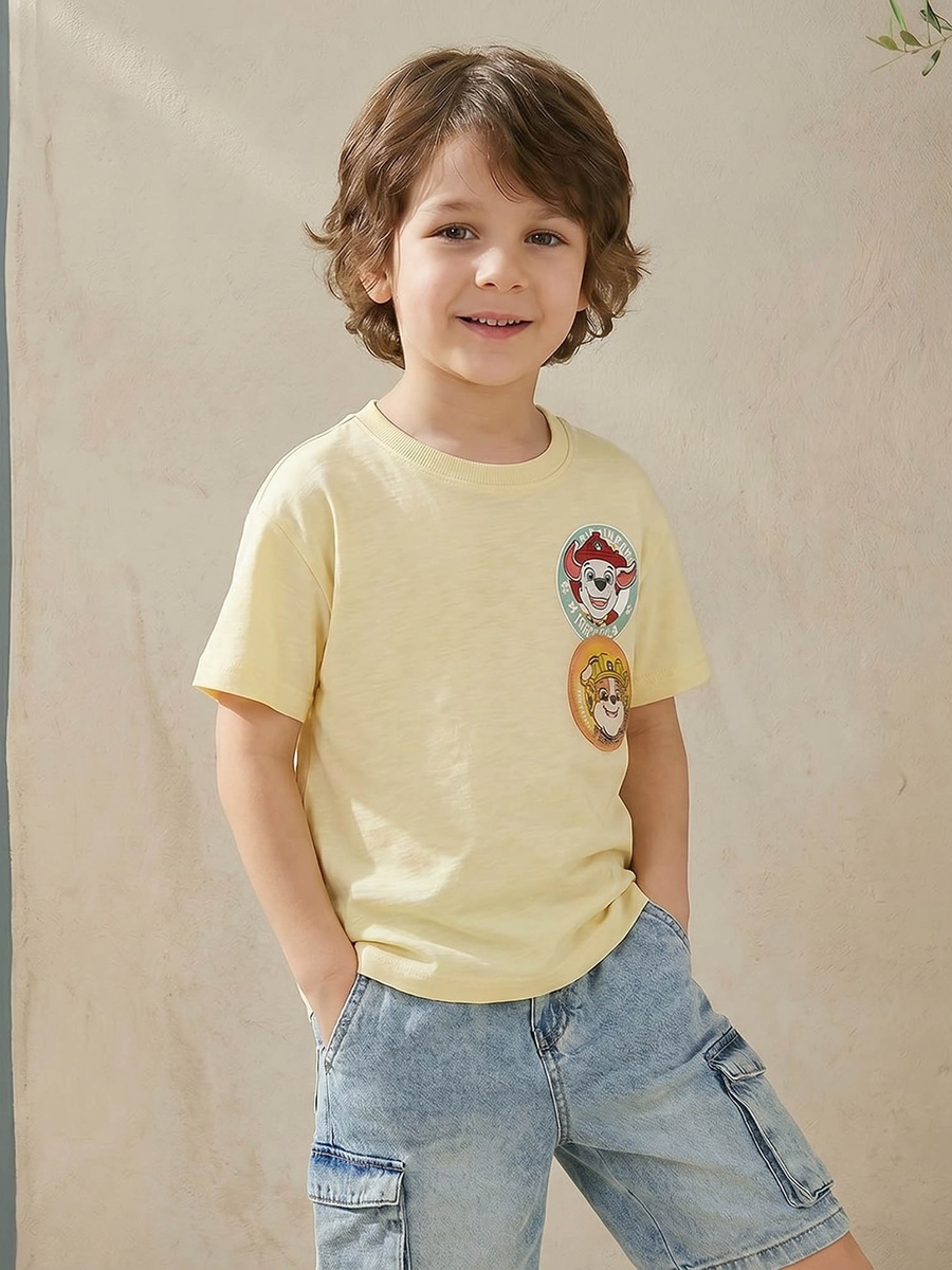 Crew Neck Short Sleeves T-Shirt with PAW Patrol Print