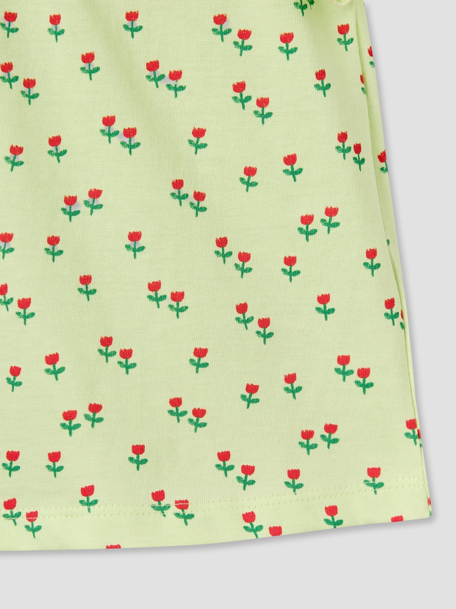 Round Neck Sleeveless T-Shirt with Floral Print