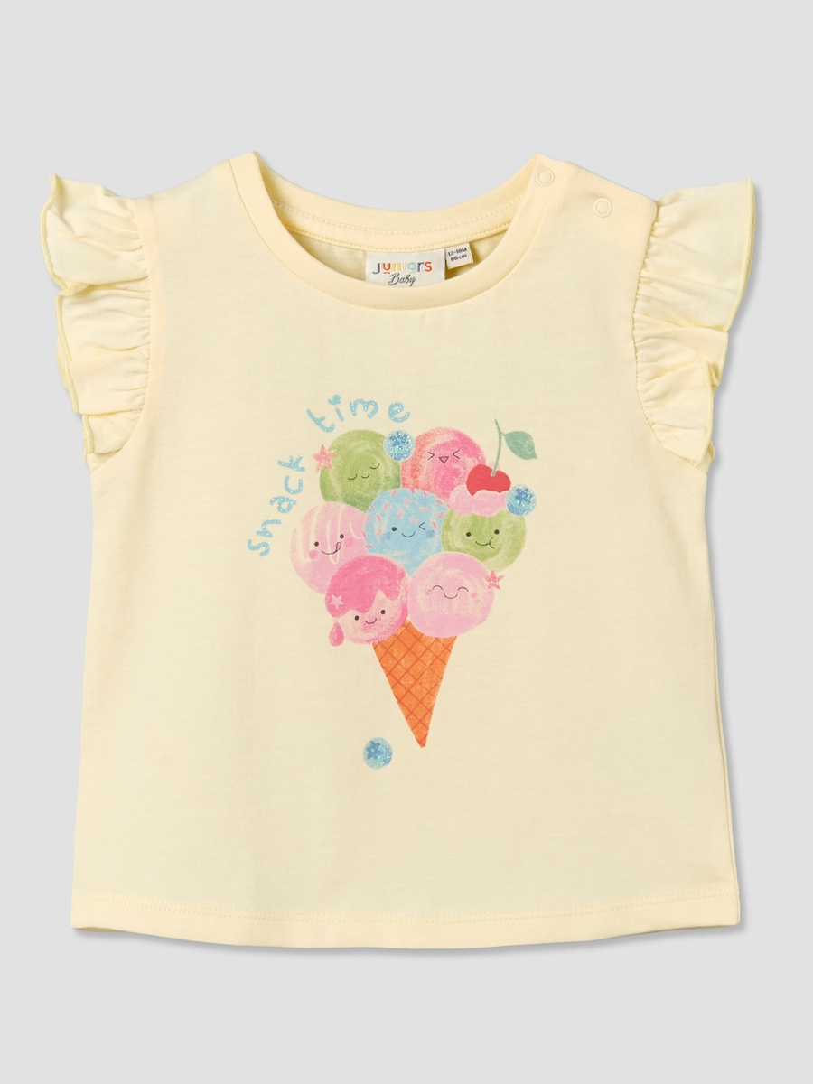 Round Neck Sleeveless T-Shirt with Ice Cream Cone Print