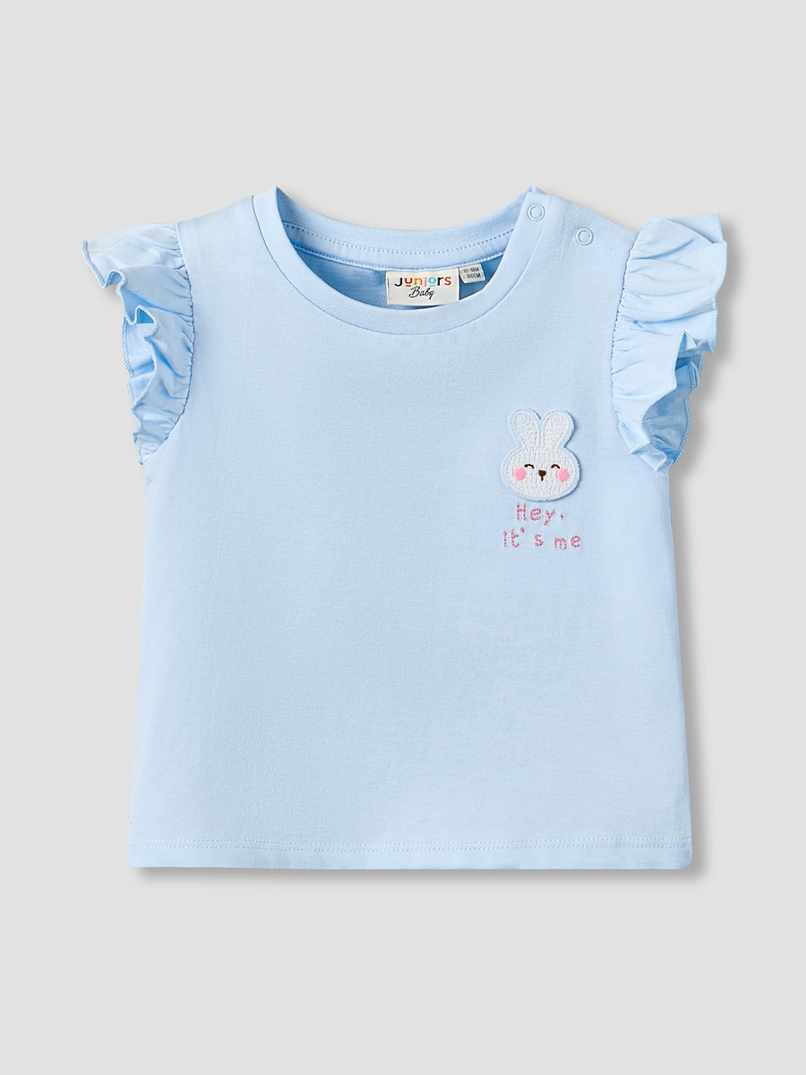 Crew Neck Sleeveless T-Shirt with Bunny Applique