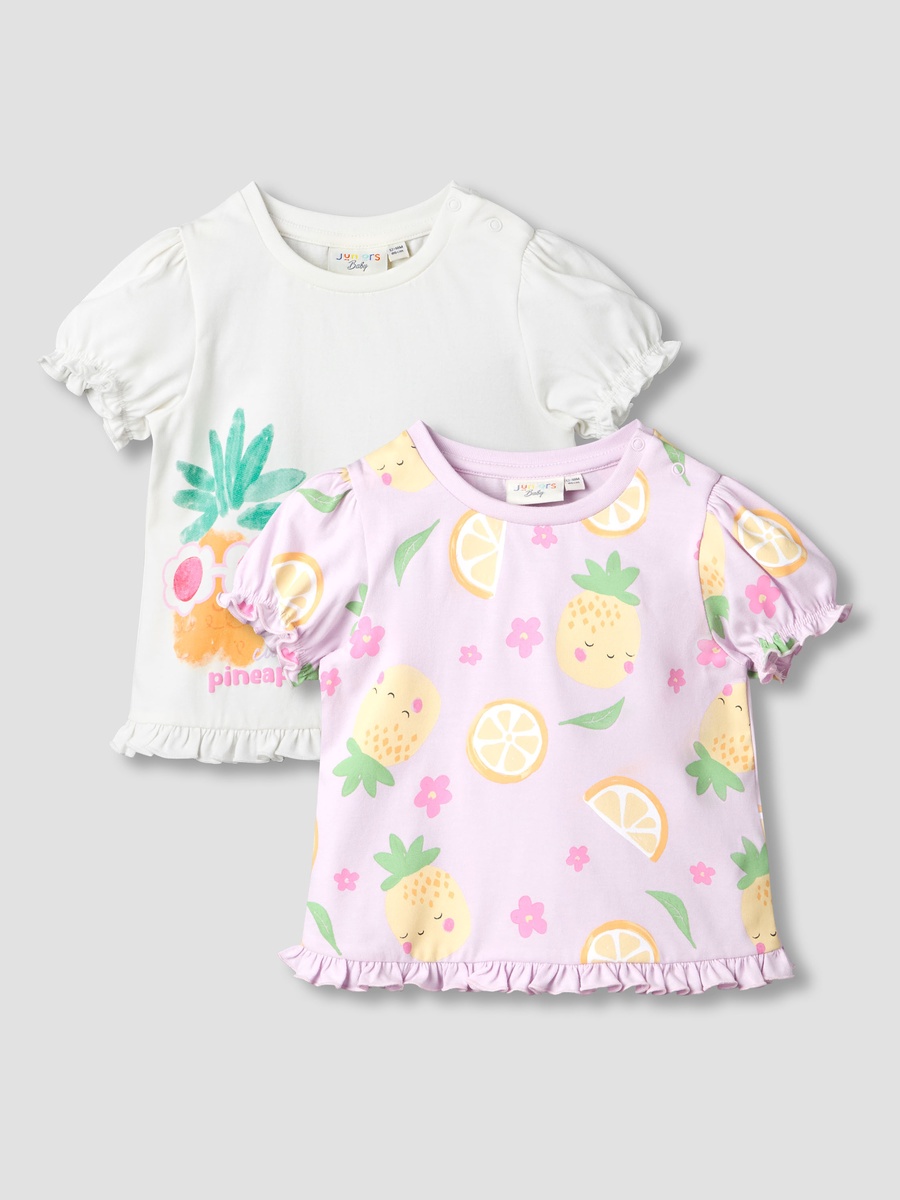 Pack of 2 Crew Neck Short Sleeves T-Shirt with Fruit Print