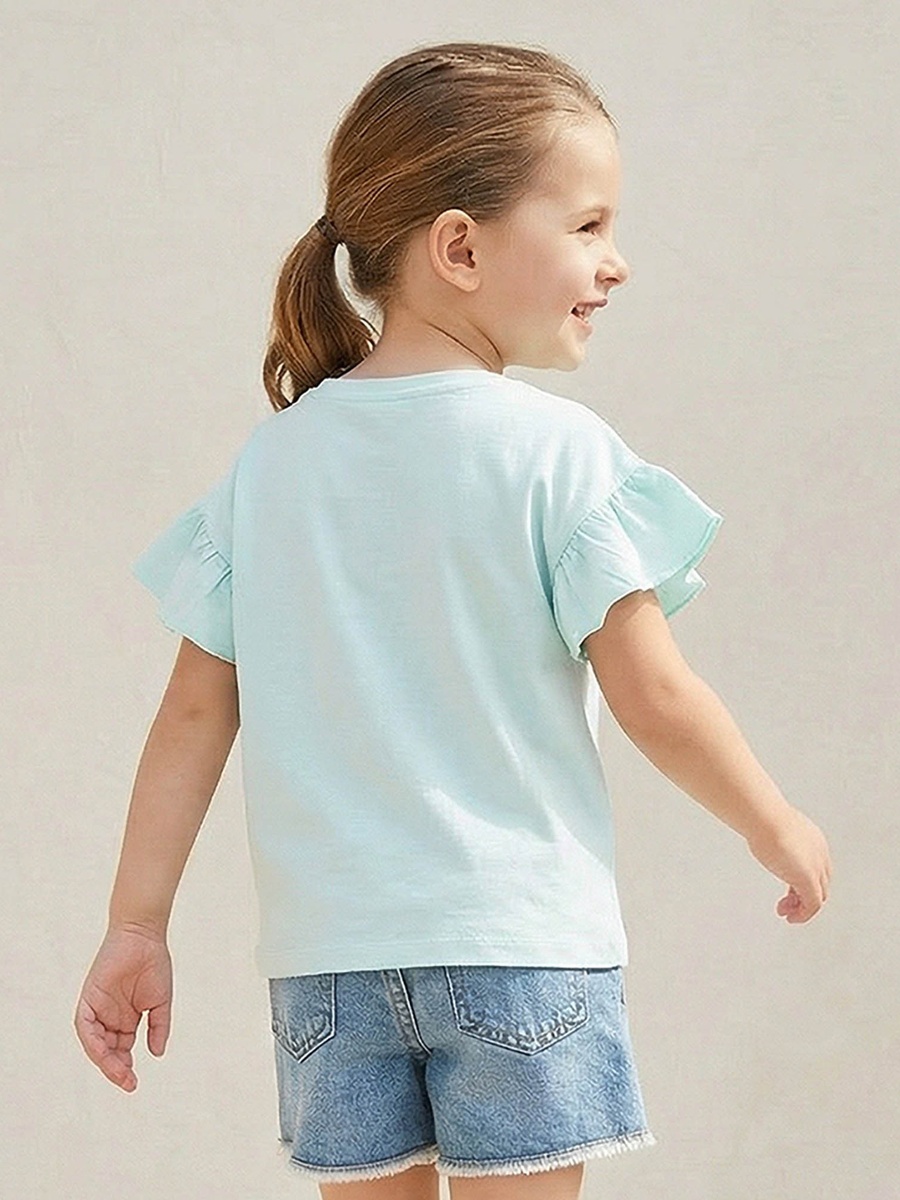 Round Neck Short Sleeves T-Shirt with Flamingo Print
