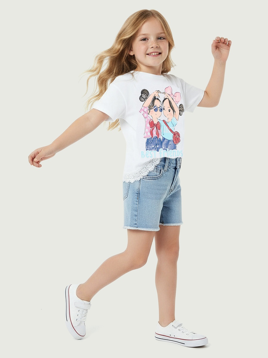 Crew Neck Short Sleeves T-Shirt with Graphic Print