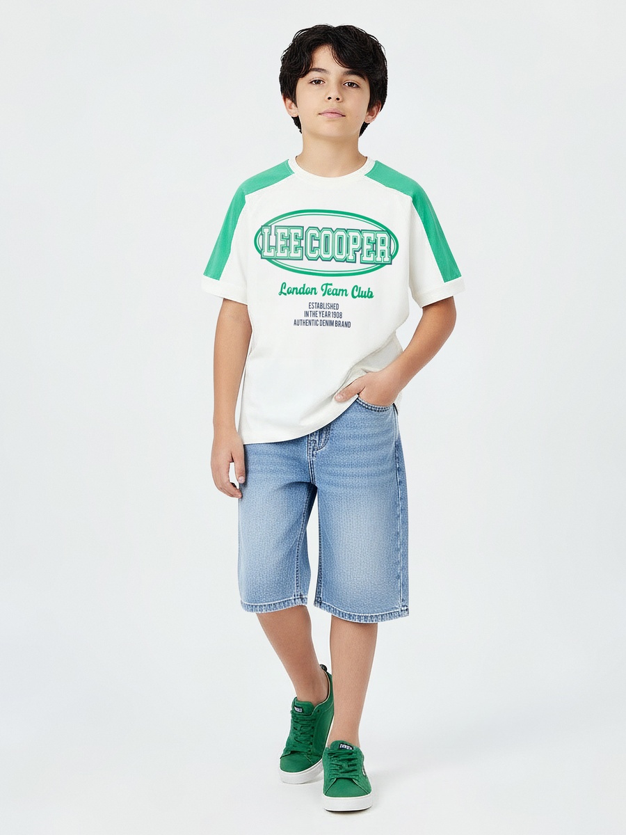 Crew Neck Short Sleeve T-Shirt with Logo Print