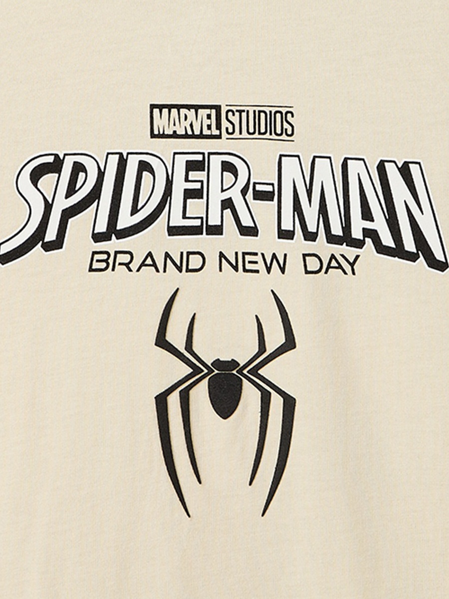 Crew Neck Short Sleeves T-Shirt with Spider-Man Print