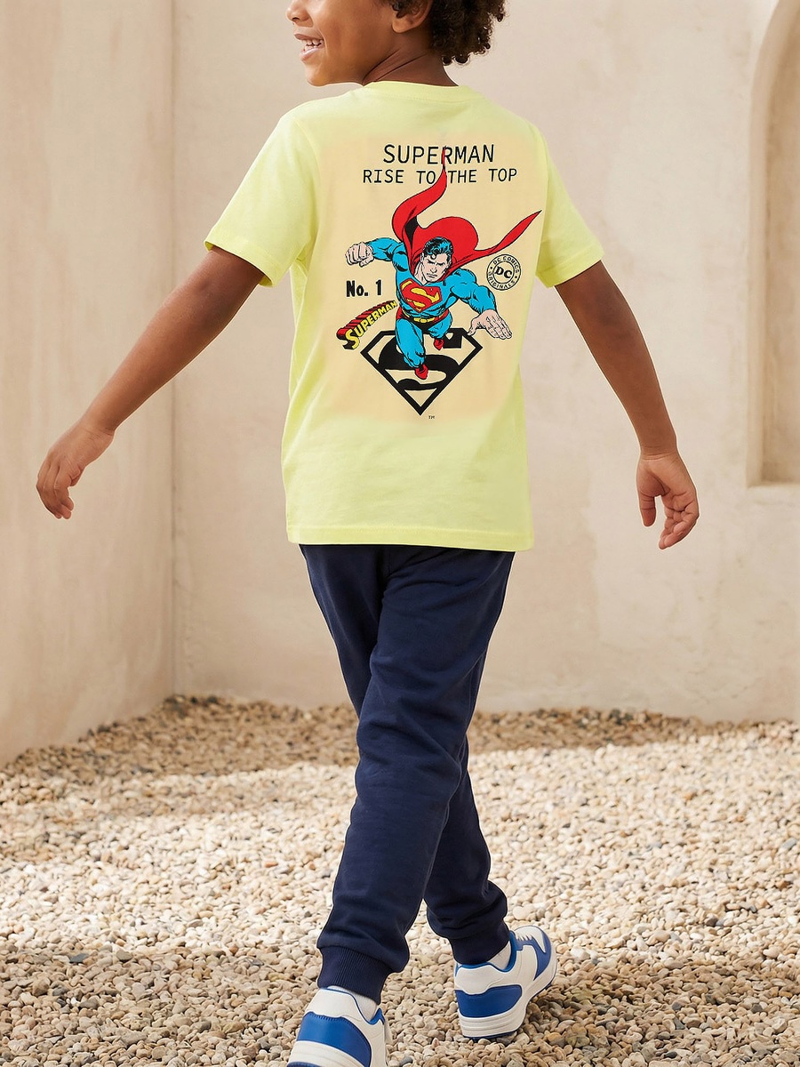 Crew Neck Short Sleeves T-Shirt with Superman Print