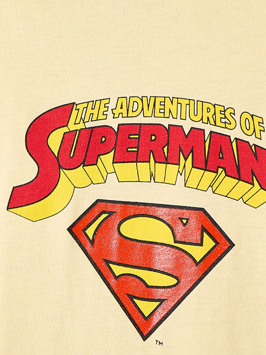 Crew Neck Short Sleeves T-Shirt with Superman Print