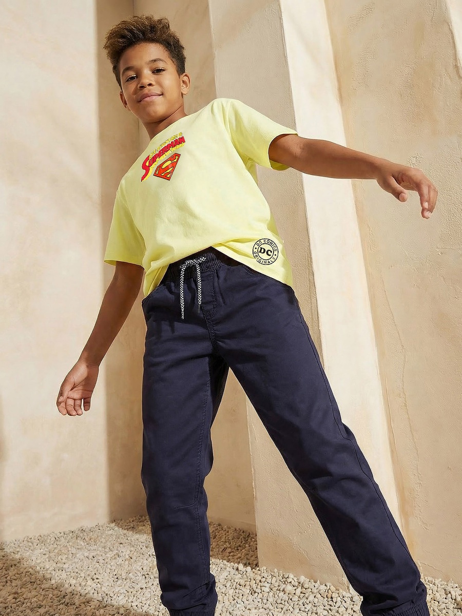 Crew Neck Short Sleeves T-Shirt with Superman Print