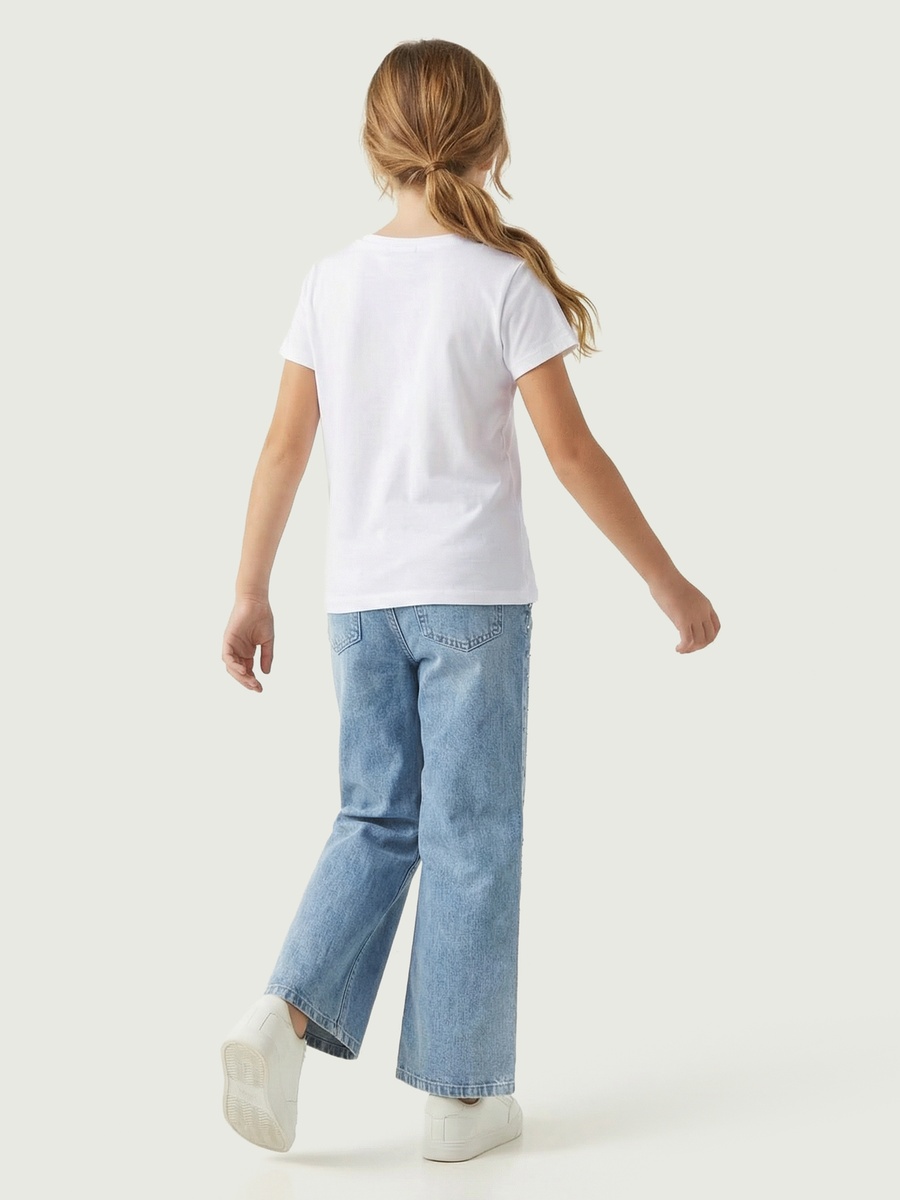Crew Neck Short Sleeves T-Shirt with Bow Print