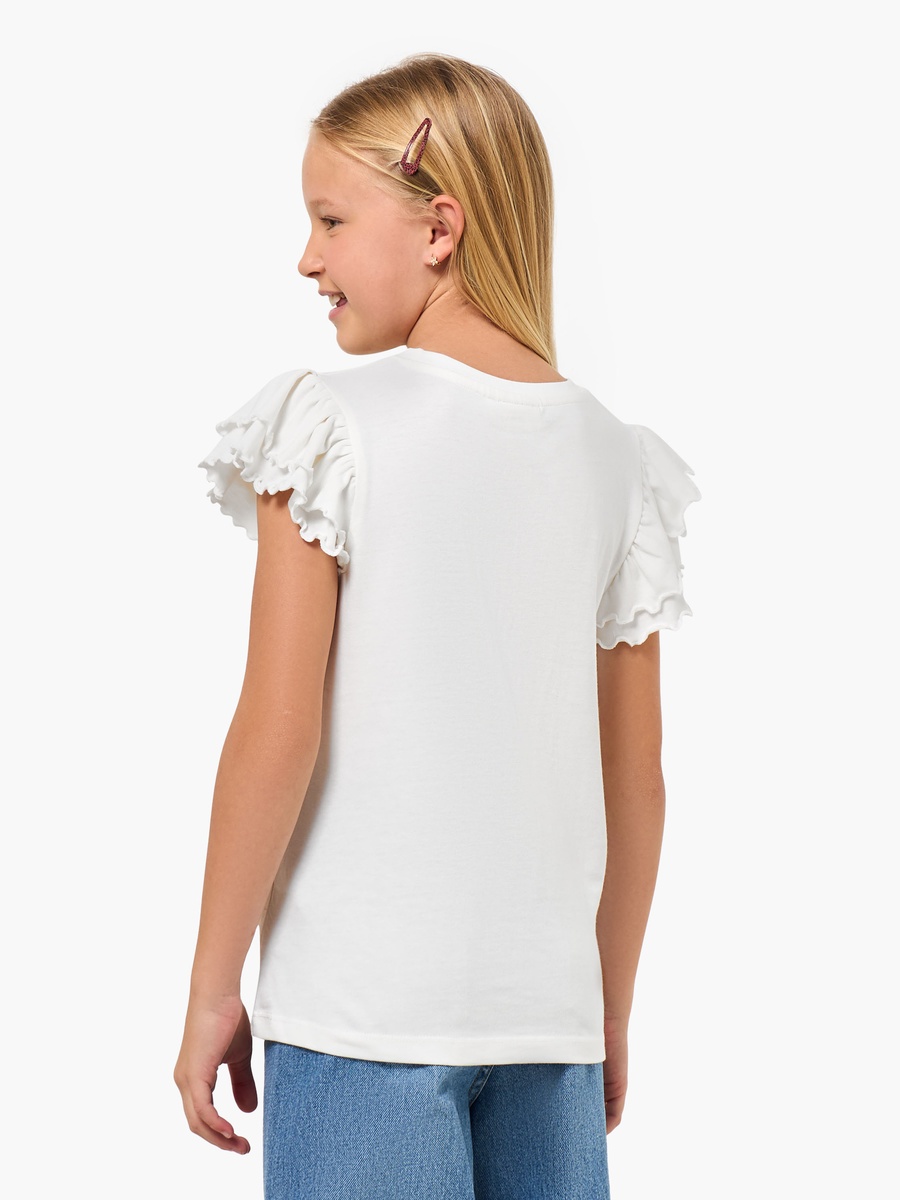 Crew Neck Cap Sleeves T-Shirt with Floral Print