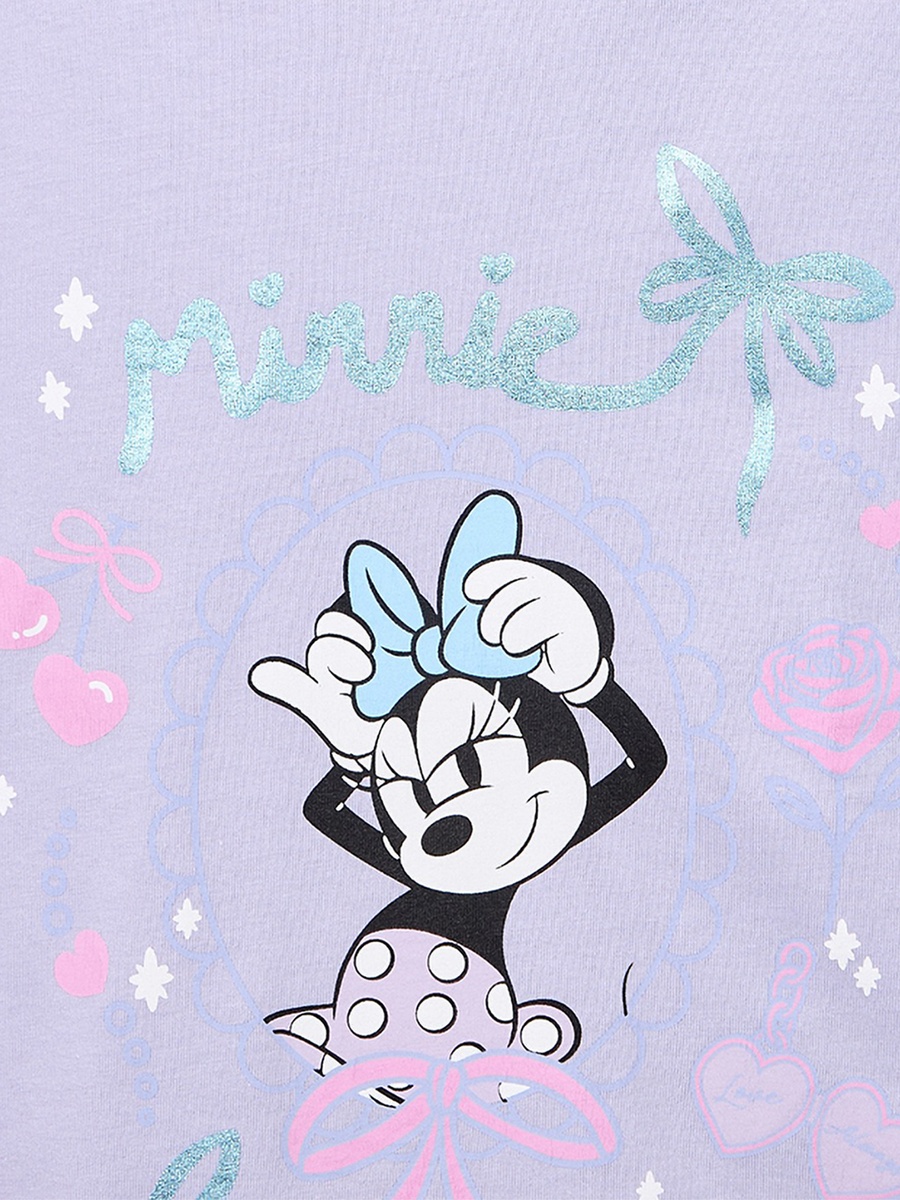 Crew Neck Short Sleeves T-Shirt with Minnie Mouse Print