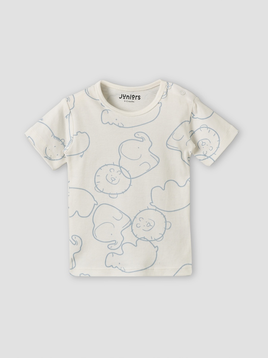Pack of 5 Crew Neck Short Sleeves T-Shirt with Safari Print
