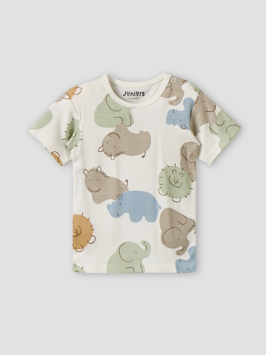Pack of 5 Crew Neck Short Sleeves T-Shirt with Safari Print