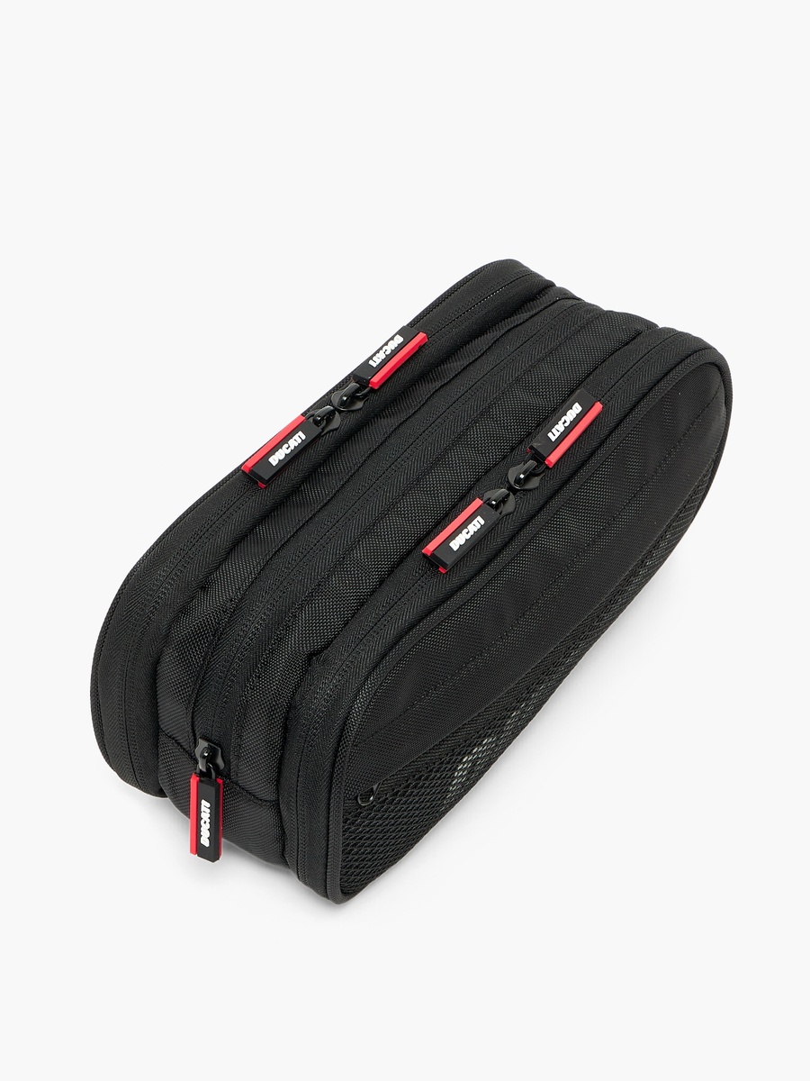 Logo Print Pencil Pouch with 3 Compartments