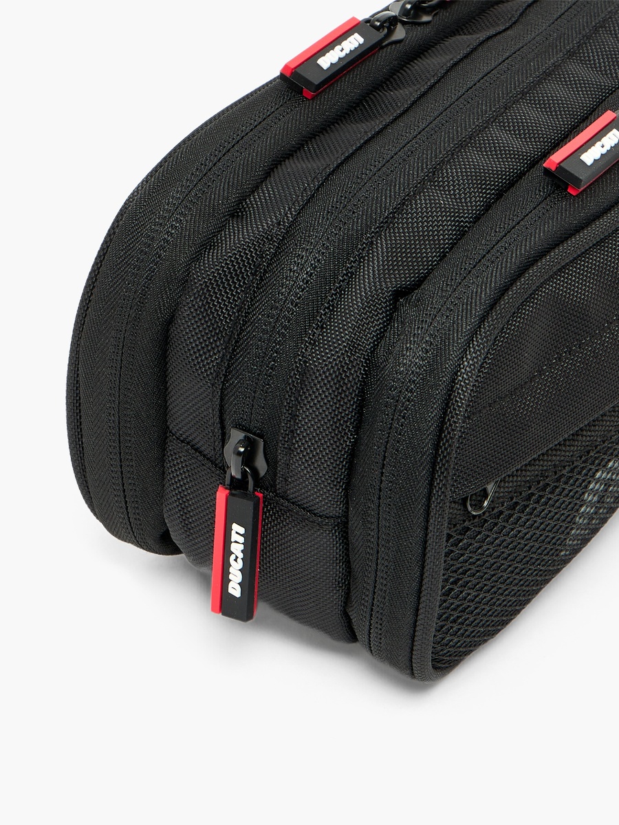 Logo Print Pencil Pouch with 3 Compartments