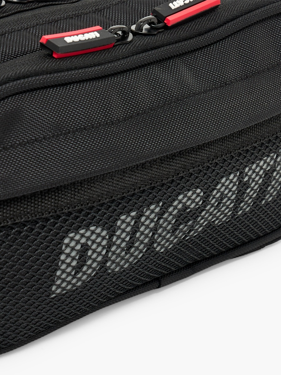Logo Print Pencil Pouch with 3 Compartments
