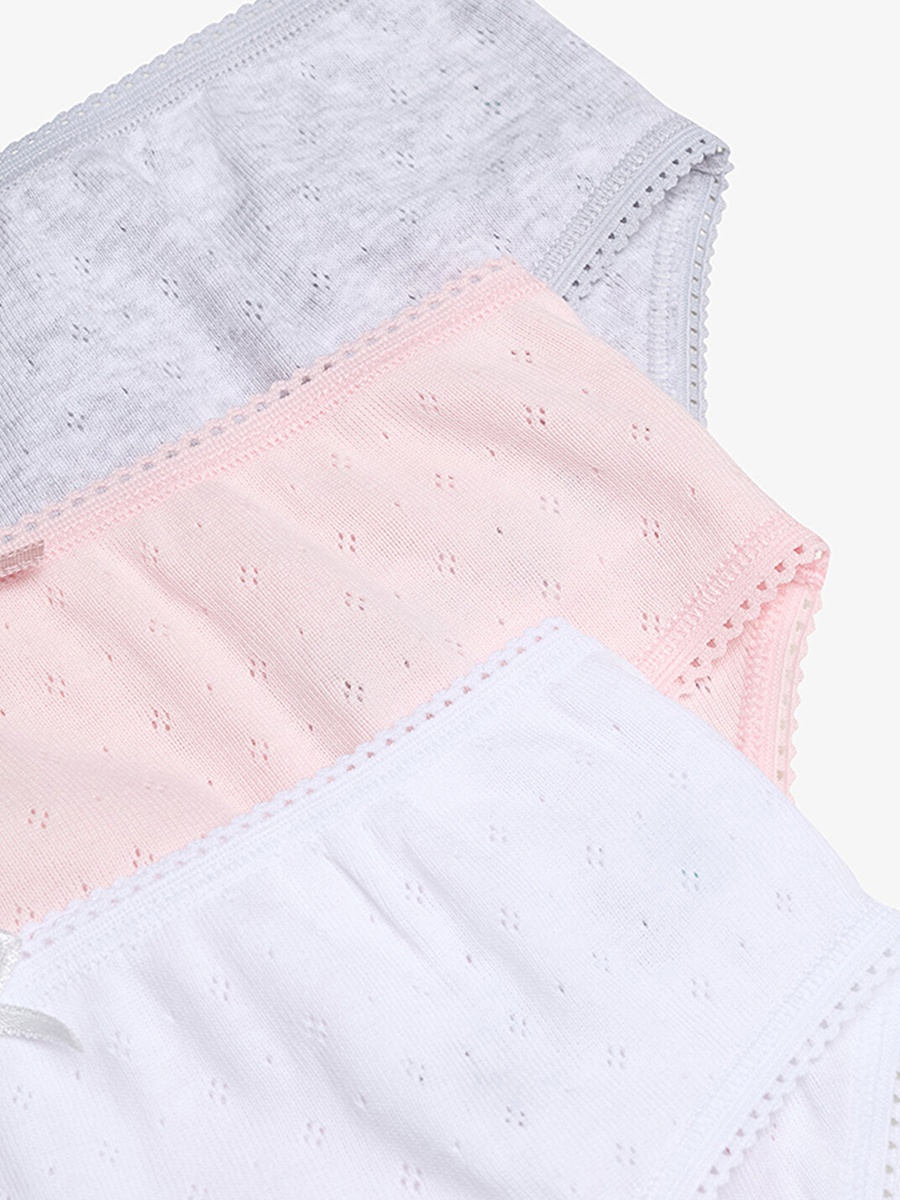 Pack of 3 - Girls Cotton Everyday Pointelle Briefs