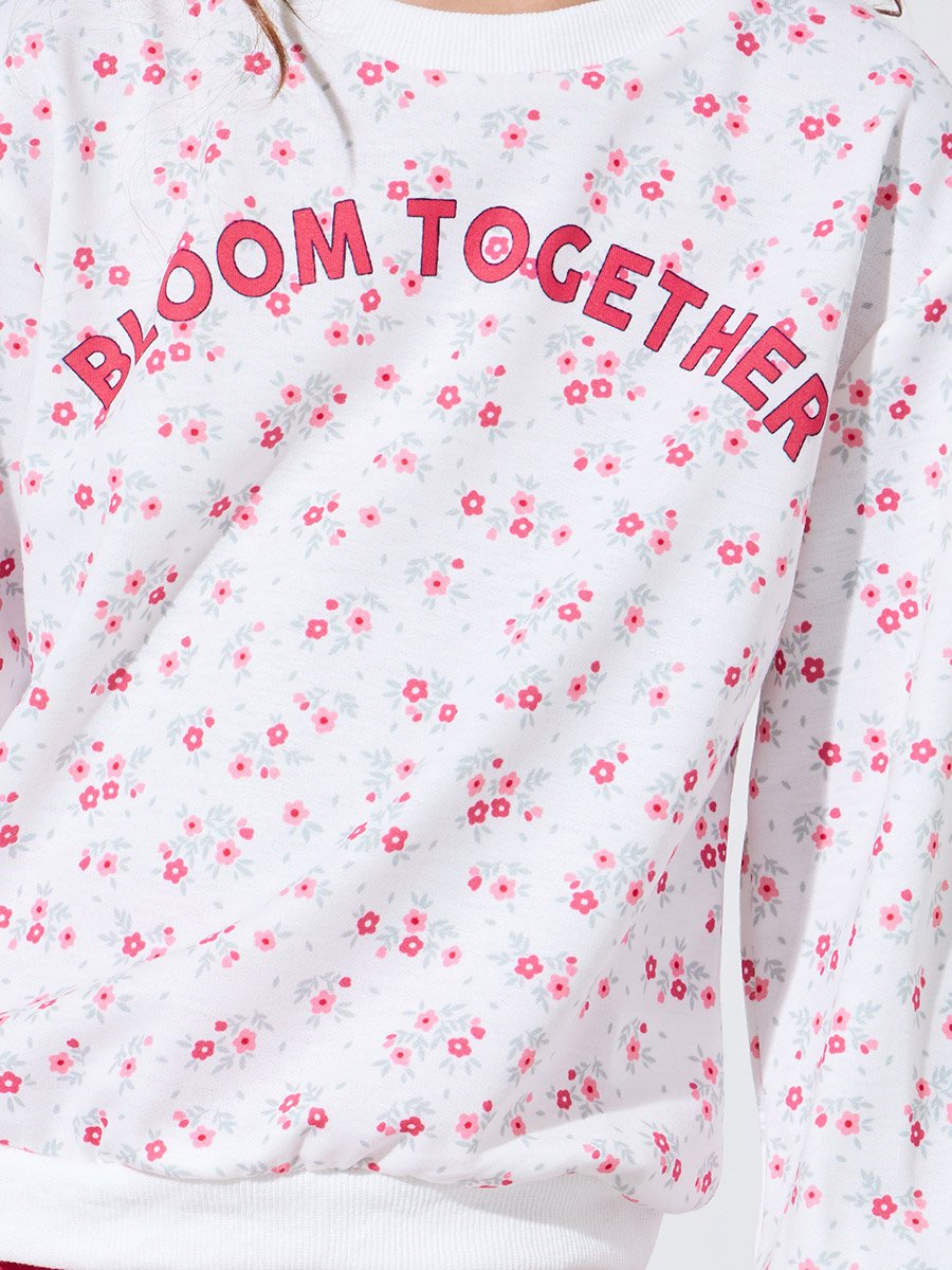 Girls Floral Print Oversized Sweatshirt and Solid Wide leg Joggers Set