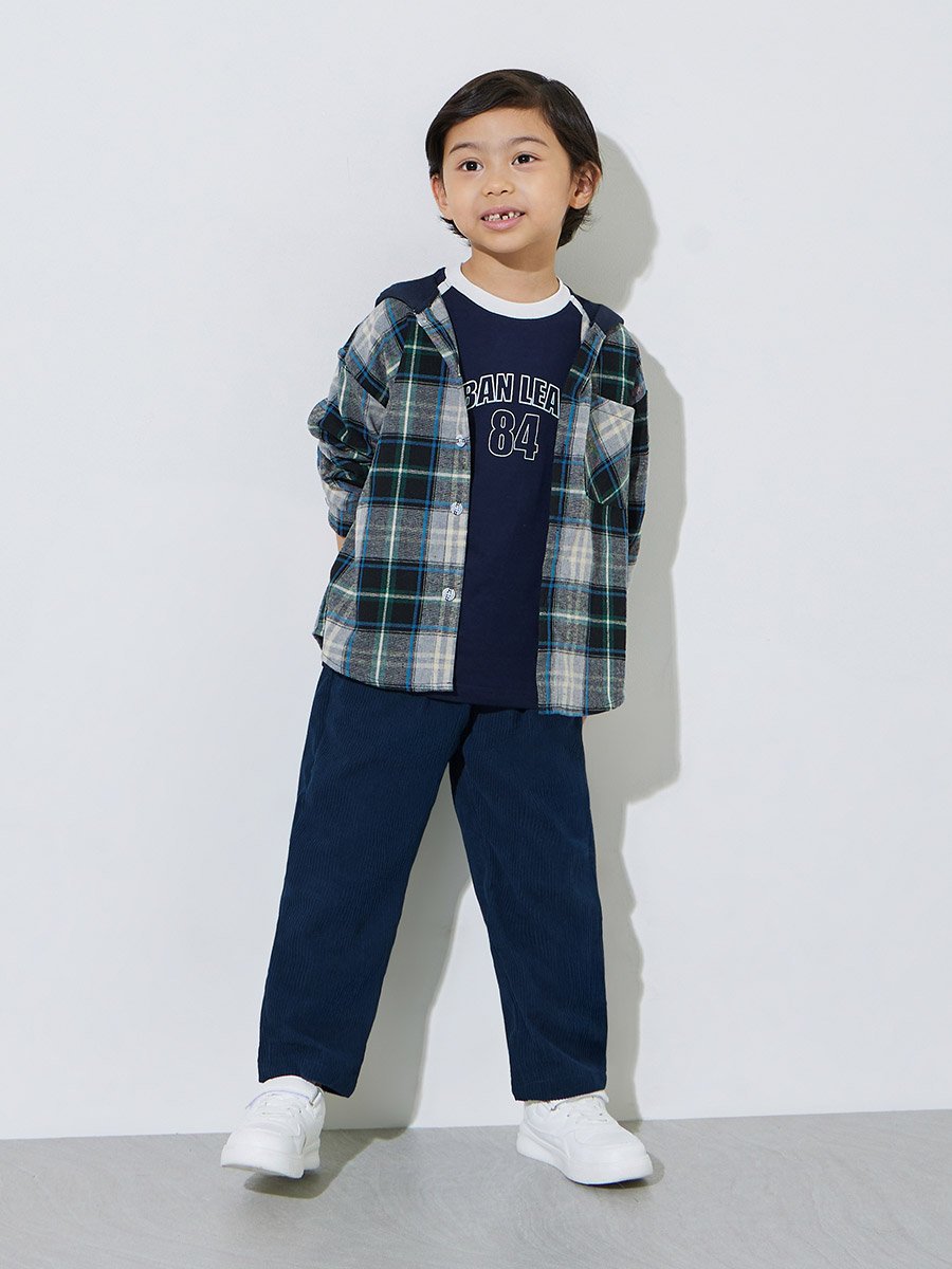 Boys Blue Checked Hooded Jacket with Buttons