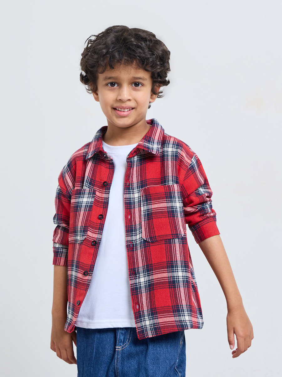 Boys Oversized Checked Shirt