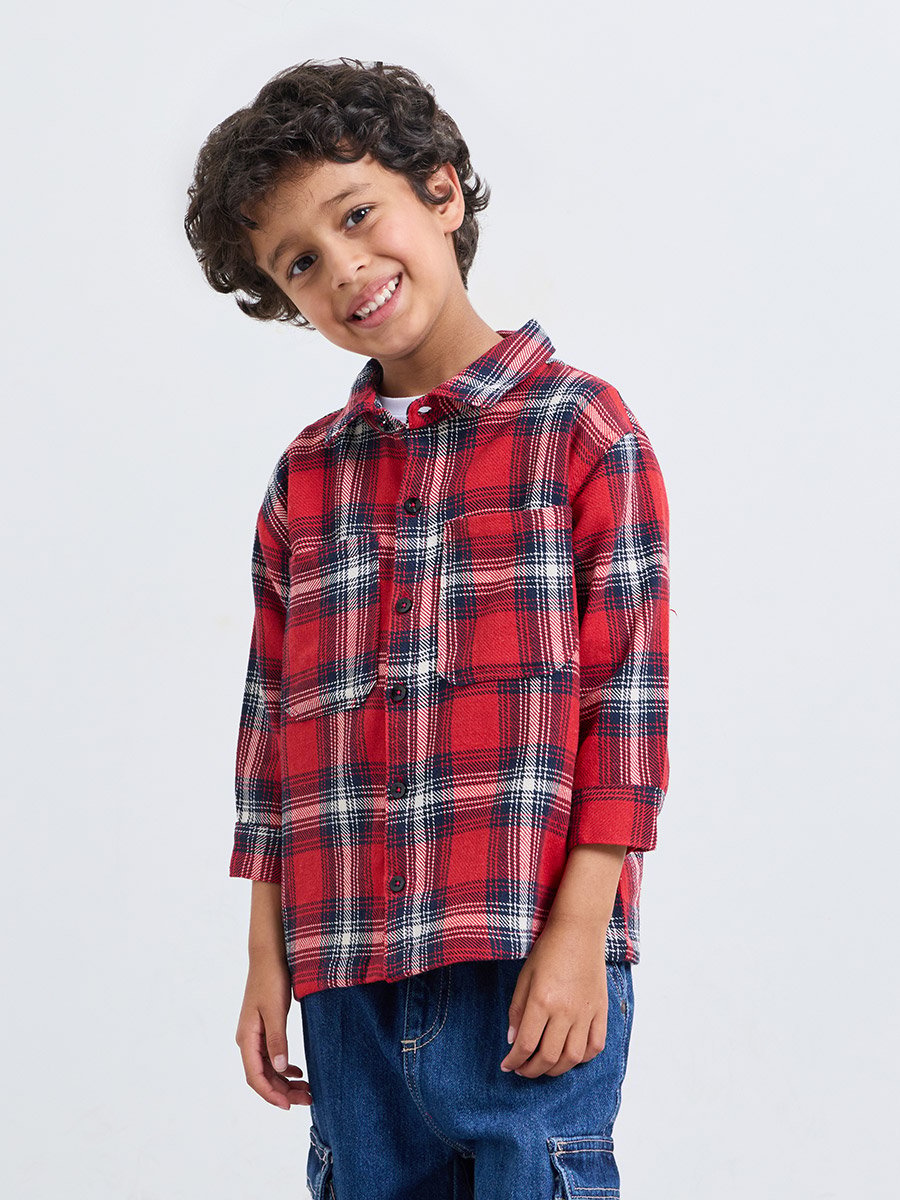 Boys Oversized Checked Shirt