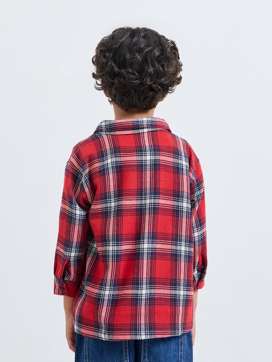 Boys Oversized Checked Shirt