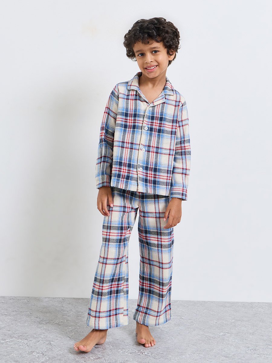Boys Check Button Front Shirt and Pyjama Set