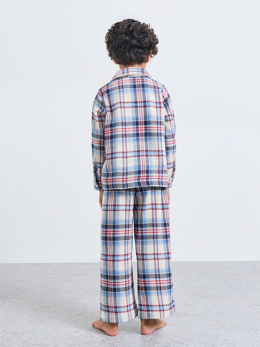 Boys Check Button Front Shirt and Pyjama Set