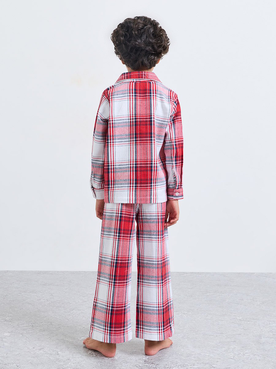 Boys Check Button Front Shirt and Pyjama Set