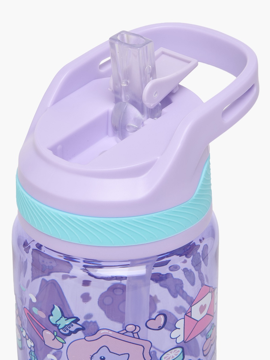 Cat Print Water Bottle with Flip Spout and Handle - 750 ml