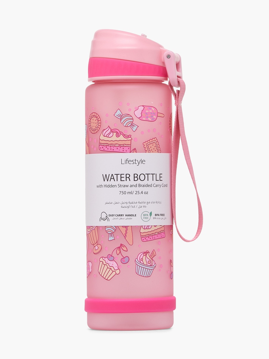 Dessert Print Water Bottle with Flip Spout and Strap Handle - 750 ml