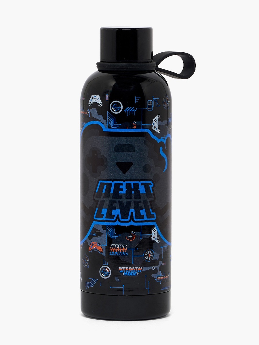 Gamer Print Stainless Steel Water Bottle with Carry Loop - 500 ml