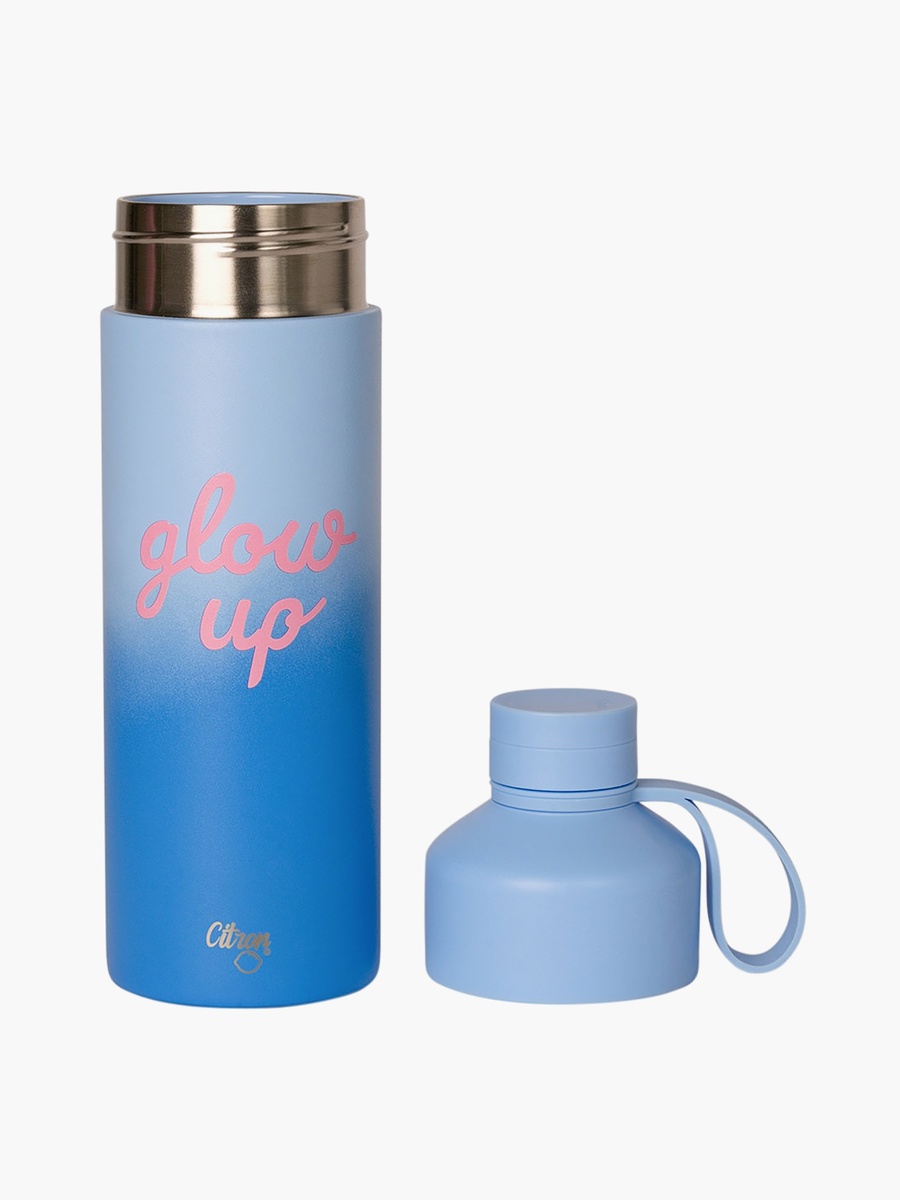 Blue Glow Up Collection Twisting Lid 304 Stainless Steel Water Bottle 750 ml - 7.9x27
