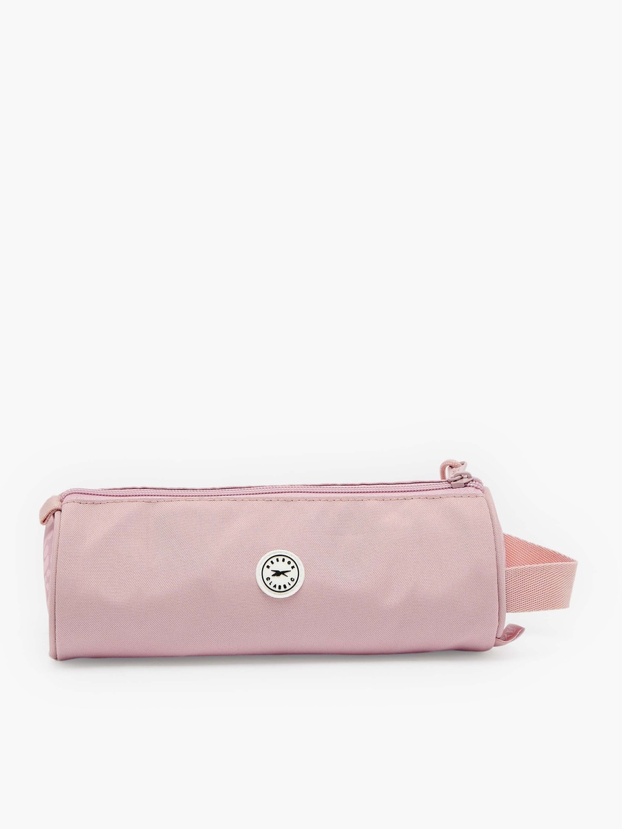 Logo Print Pencil Pouch with Zip Closure