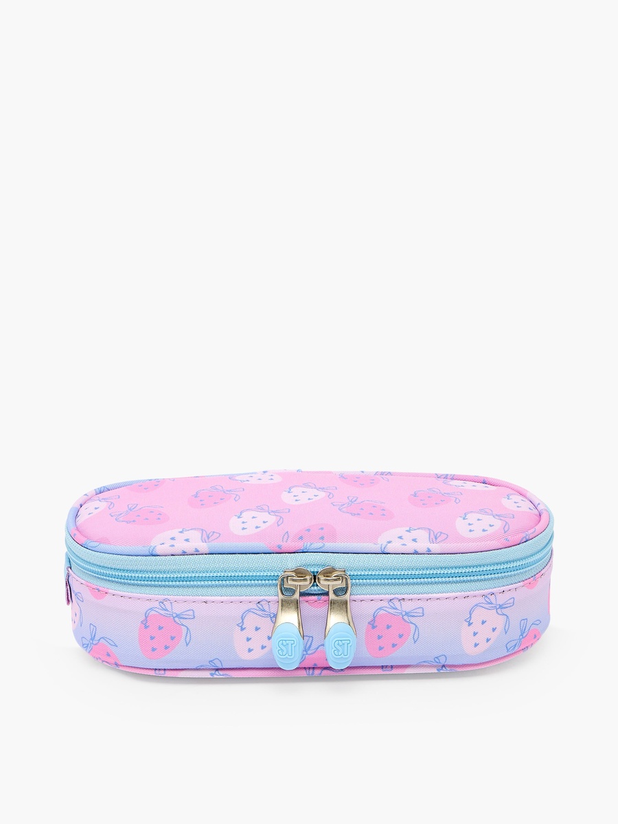 Strawberry Print Pencil Pouch with Zip Closure