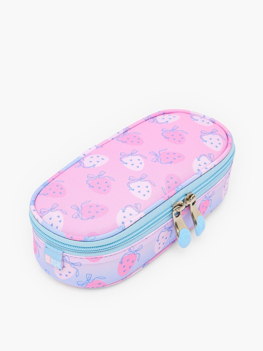 Strawberry Print Pencil Pouch with Zip Closure