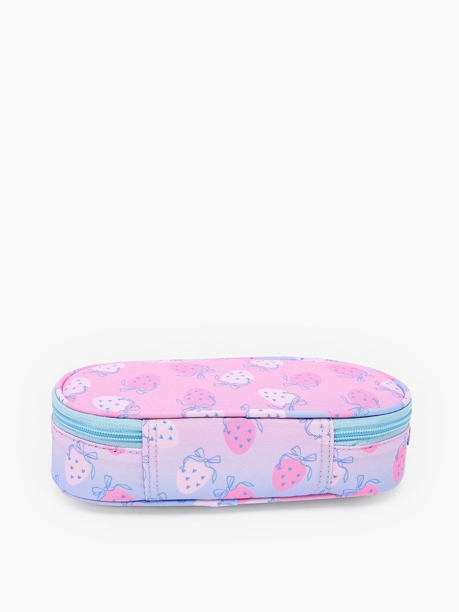 Strawberry Print Pencil Pouch with Zip Closure