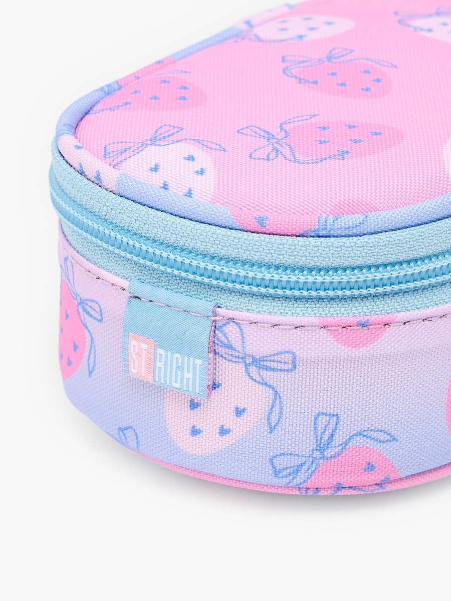 Strawberry Print Pencil Pouch with Zip Closure