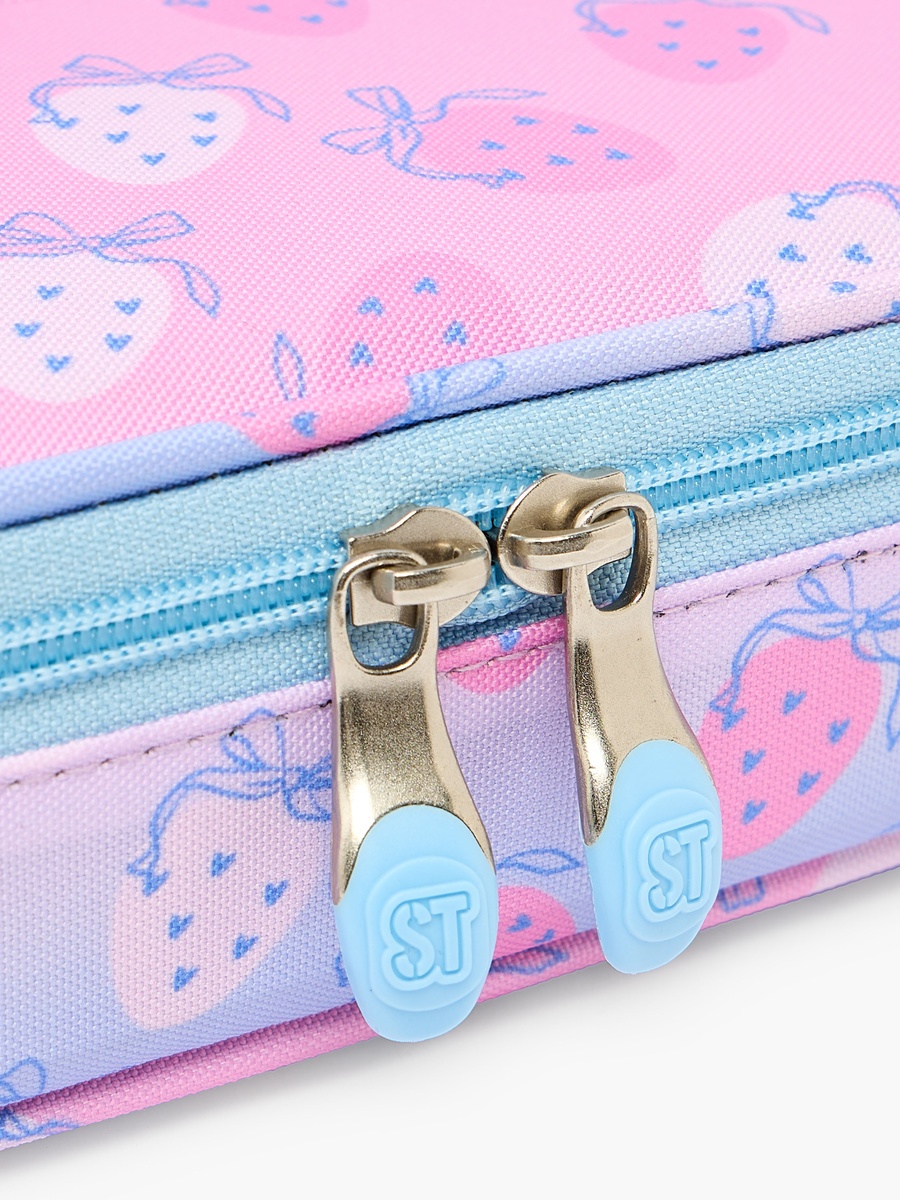 Strawberry Print Pencil Pouch with Zip Closure